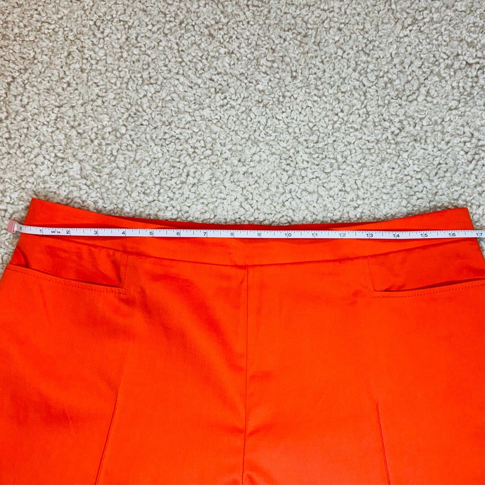 AKRIS Punto Franca in Papaya-Pintuck Orange Cropped Pant-Size 10 - Picture 8 of 9